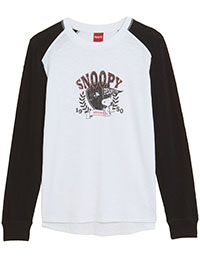 SOFT-WHITE Pure Cotton Snoopy Long Sleeve Top - Size 6 to 24