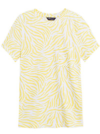 M&5 YELLOW Pure Cotton Printed Crew Neck T-Shirt - Size 10 to 20