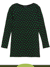 GREEN Print Slash Neck 3Q Sleeve Top - Size 6 to 24