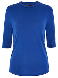 BLUE Fitted Short Sleeve T-Shirt - Size 6 to 24