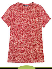 RED Floral Print Crew Neck T-Shirt - Size 10 to 20