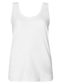 M&5 WHITE Scoop Neck Straight Fit Slub Vest Top - Plus Size 14 to 18