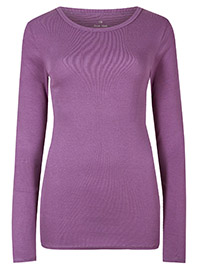 M&5 AMETHYST Pure Cotton Long Sleeve Regular Fit T-Shirt - Size 10 to 20