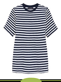 NAVY Pure Cotton Striped Straight Fit T-Shirt - Size 6 to 24