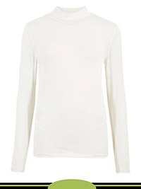 WINTER-WHITE Long Sleeve Funnel Neck Fitted Stretch Top - Size 6 to 20