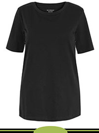 BLACK Pure Cotton Straight Fit T-Shirt - Size 6 to 24