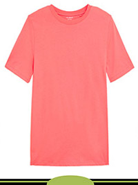FLAMINGO PINK  Pure Cotton Straight Fit T-Shirt - Size 6 to 24