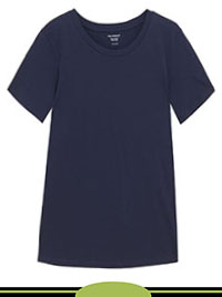 M&5 NAVY Pure Cotton Straight Fit T-Shirt - Size 10 to 18