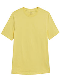 M&5 YELLOW Pure Cotton Straight Fit T-Shirt - Size 8 to 24