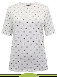 IVORY/RED Pure Cotton Floral Print T-Shirt - Size 6 to 20