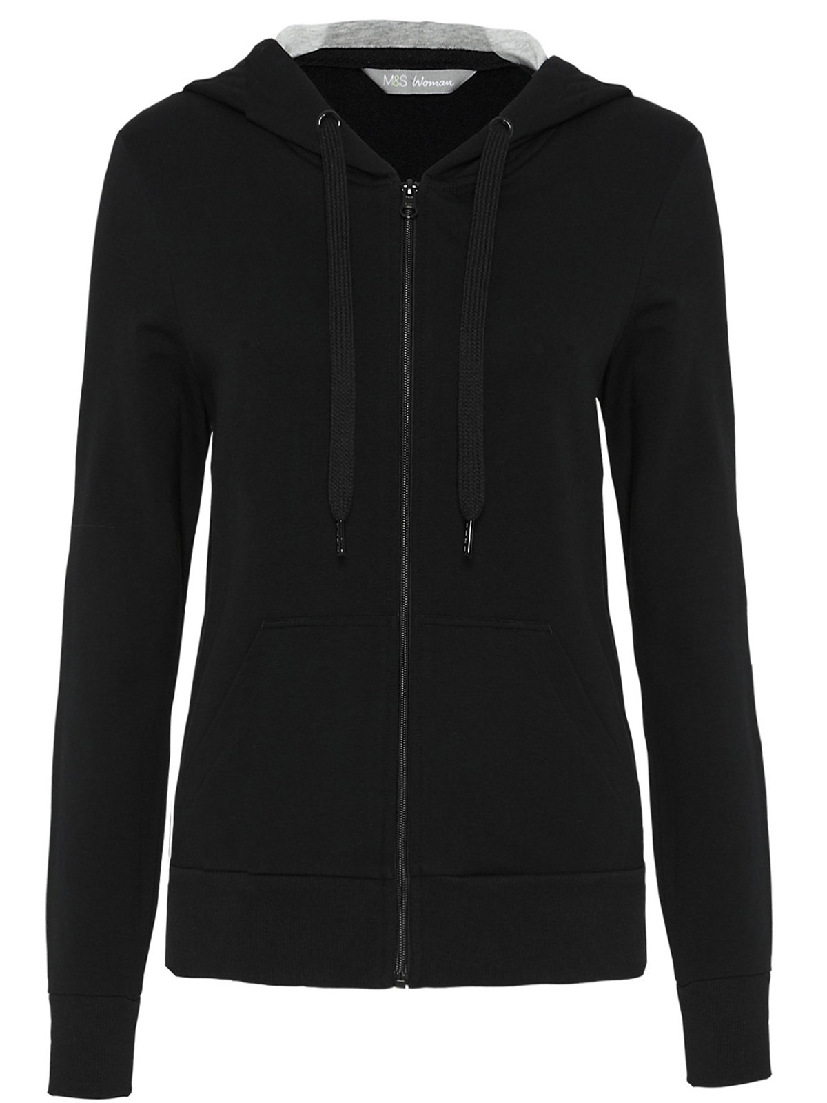 Marks and Spencer - - M&5 BLACK Cotton Rich Zip Through Hooded Sweat ...