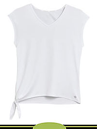 WHITE V-Neck Tie Side Short Sleeve Yoga Top - Plus Size 12 to 24