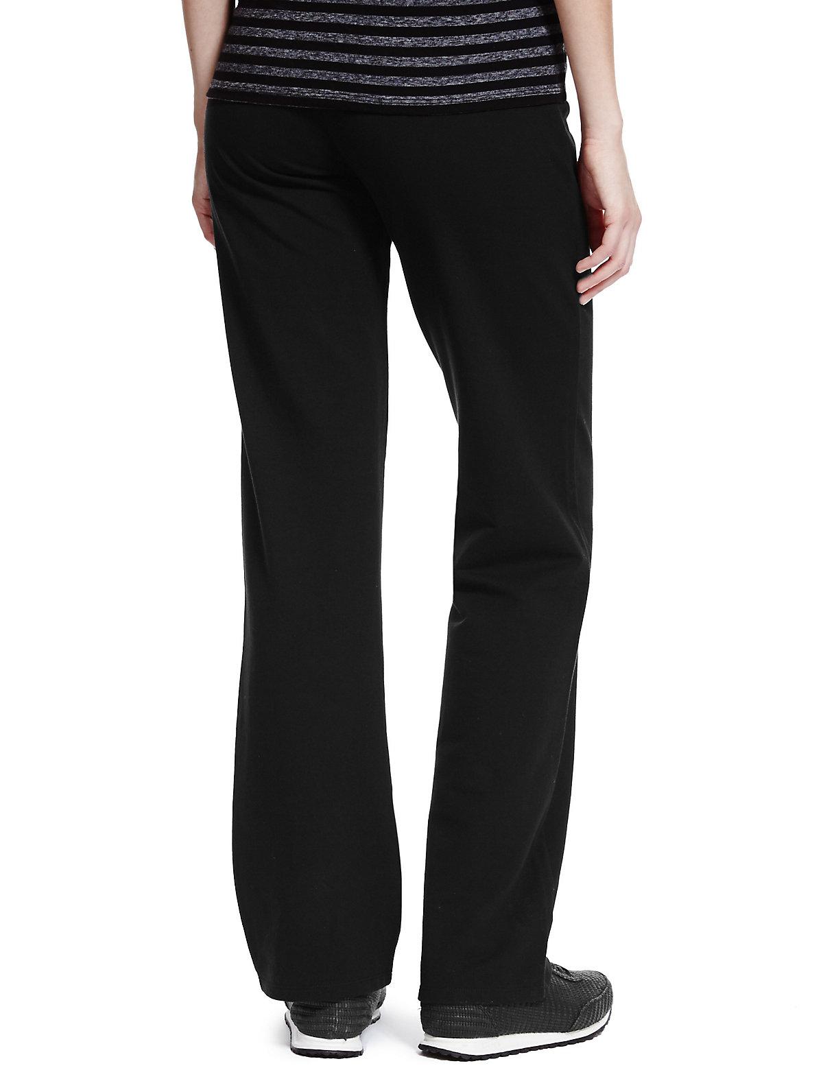 Marks and Spencer - - M&5 BLACK Cotton Rich Straight Leg Joggers - Size ...