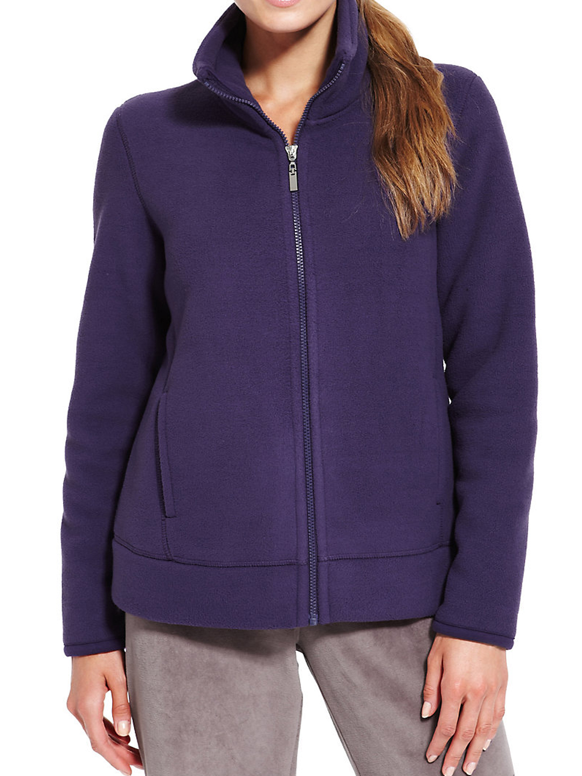 Marks and Spencer M&5 GRAPE Bonded Fleece Zip Through Jacket Size