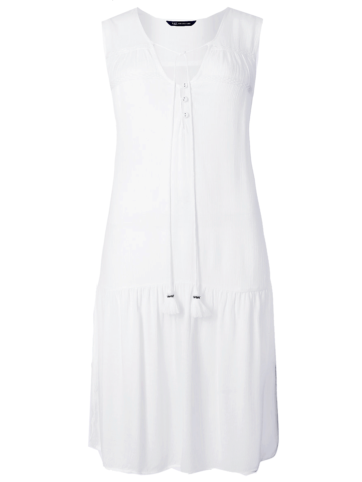 Marks and Spencer - - M&5 WHITE Crinkle Woven Vest Dress - Size 6 to 22