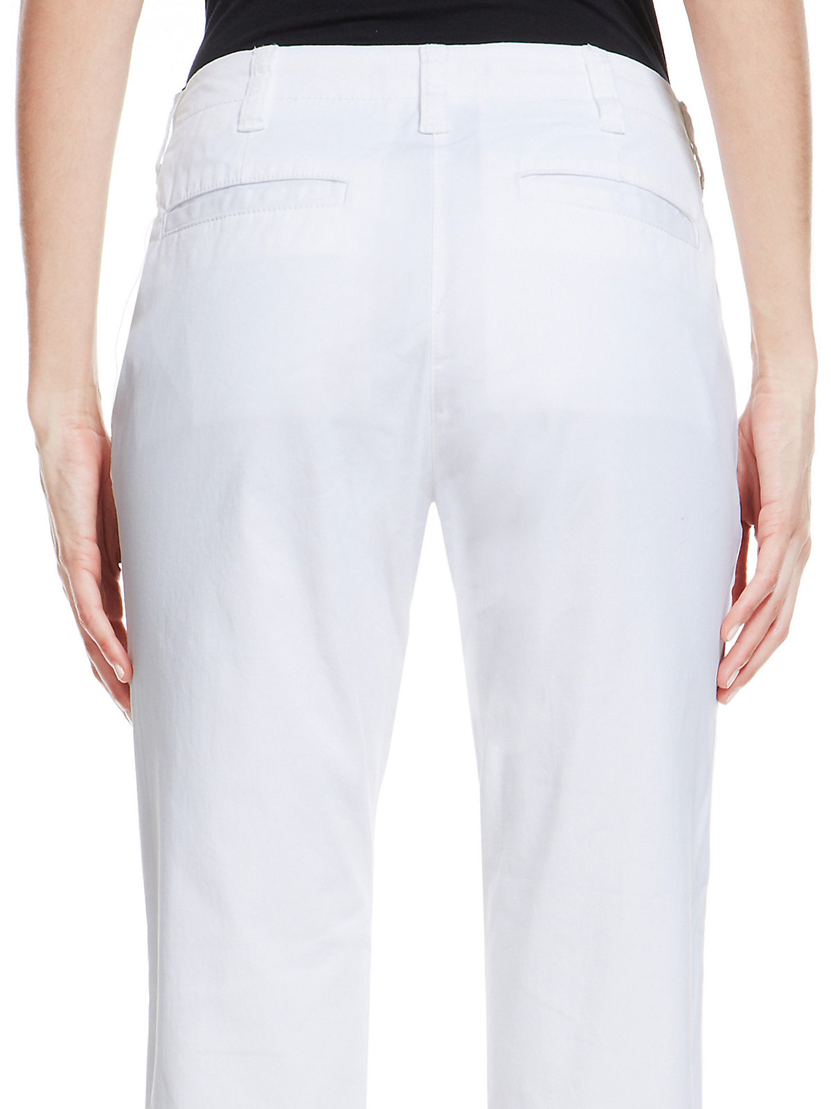 Marks and Spencer - - M&5 WHITE Cotton Rich Cropped Trousers - Plus Size 22
