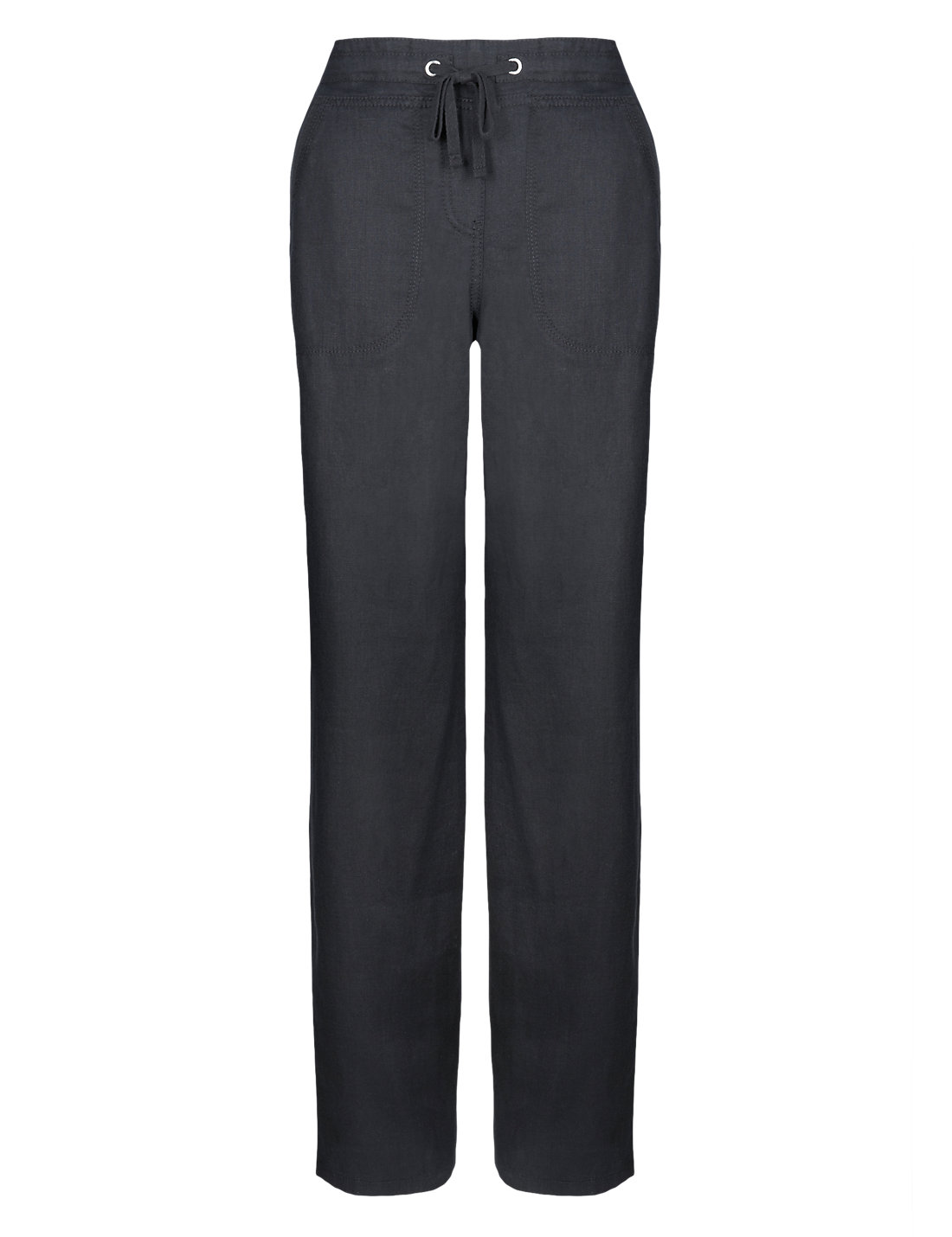 Marks and Spencer M&5 BLACK Pure Linen Wide Leg Beach Trousers Size 8 to 18