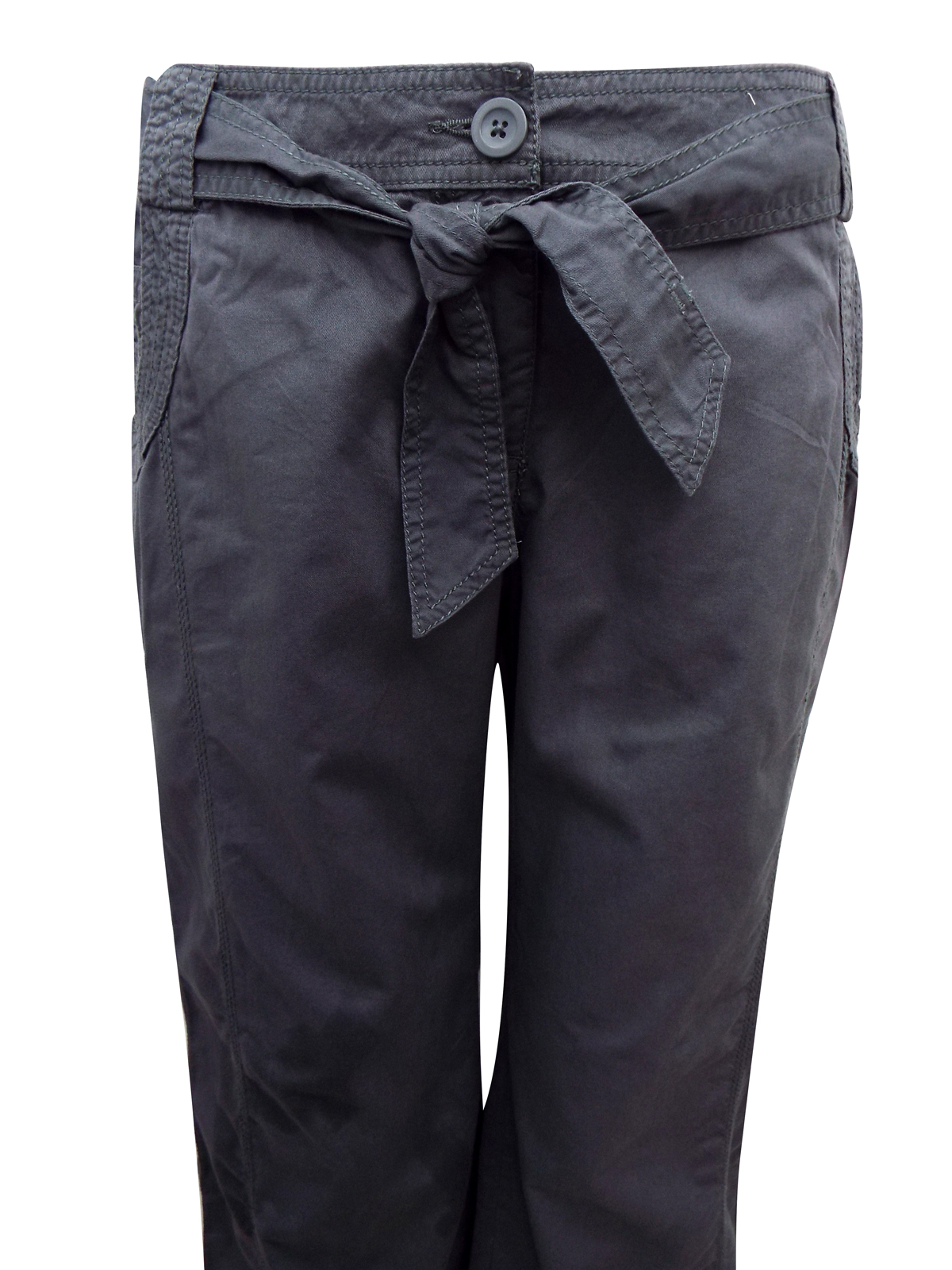Marks and Spencer - - M&5 DARK-SLATE Pure Cotton Belted Cargo Trousers ...