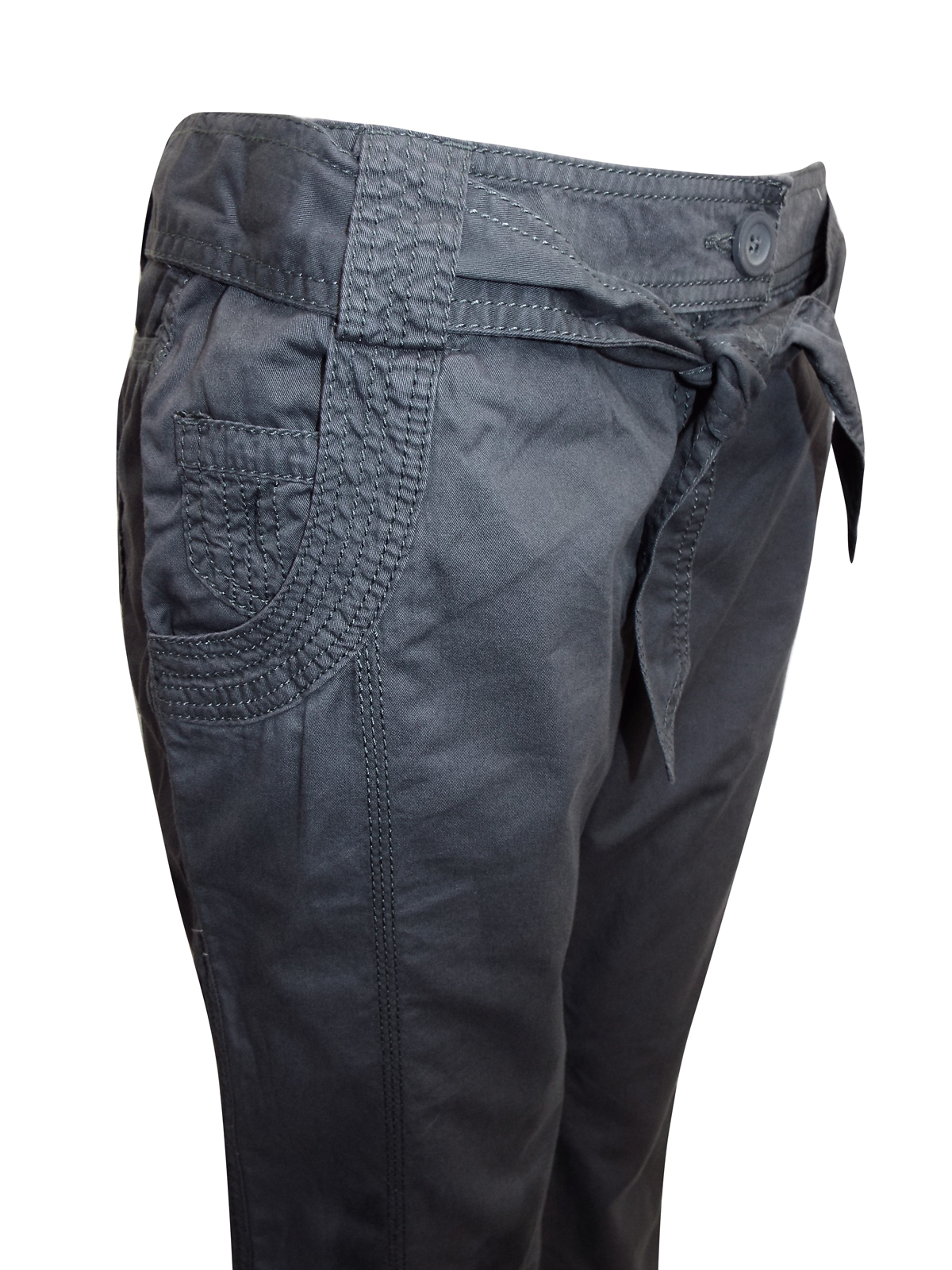 Marks and Spencer M&5 DARKSLATE Pure Cotton Belted Cargo Trousers