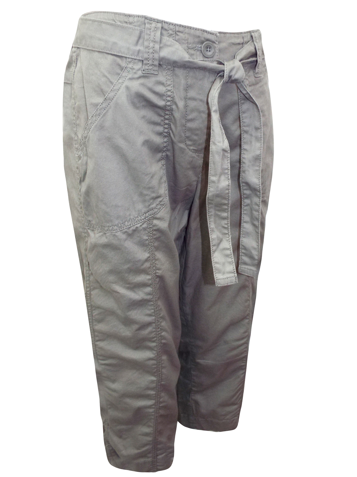 Marks and Spencer - - M&5 KHAKI Belted Cropped Cargo Trousers - Size 12 ...