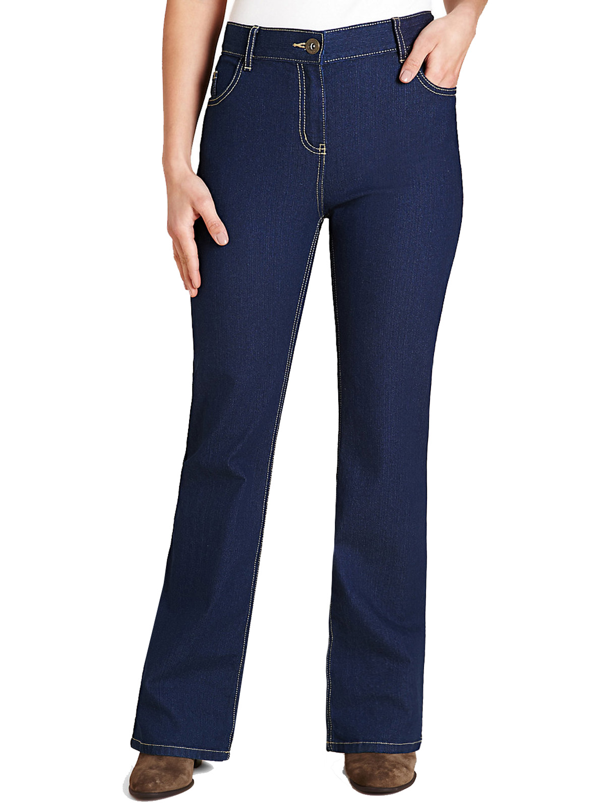 Marks and Spencer - - M&5 INDIGO Cotton Rich Bootcut Denim Jeans - Size 14