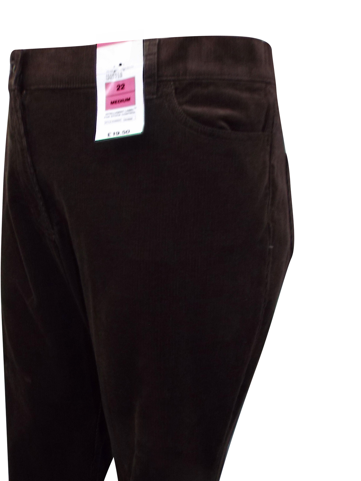 Marks and Spencer - - M&5 BROWN Cotton Rich Cord Straight Leg Trousers