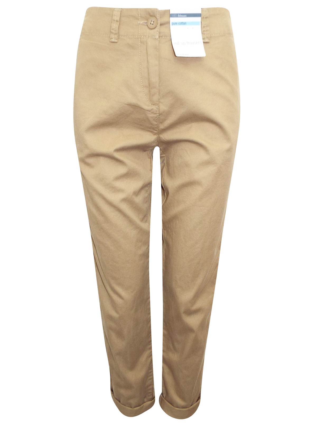 Marks and Spencer - - M&5 TOFFEE Pure Cotton Roll Up Chinos - Size 12 to 14