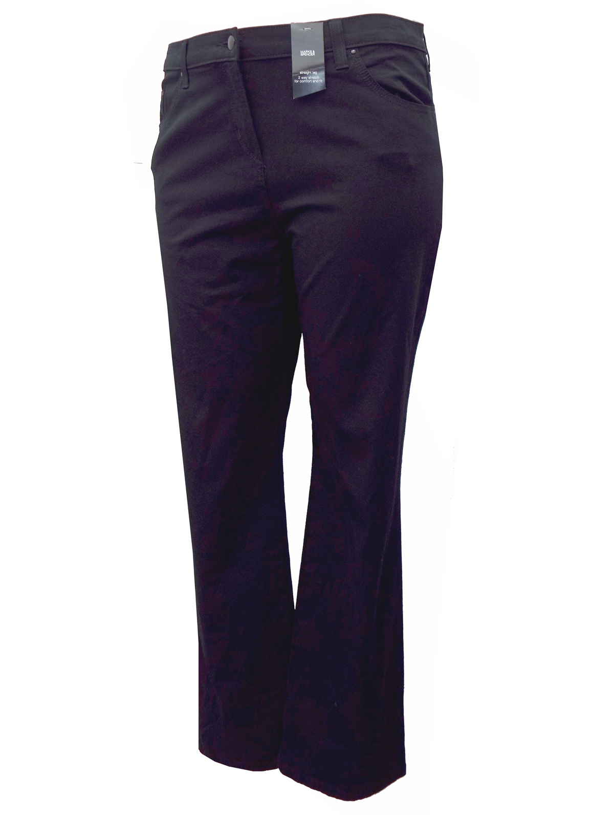 Marks and Spencer - - M&5 BLACK Straight Leg 2-Way Stretch Trousers ...