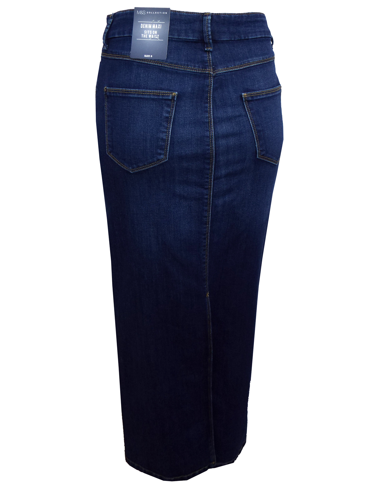 Marks and Spencer - - M&5 NAVY Cotton Rich Long Denim Skirt 39inches ...