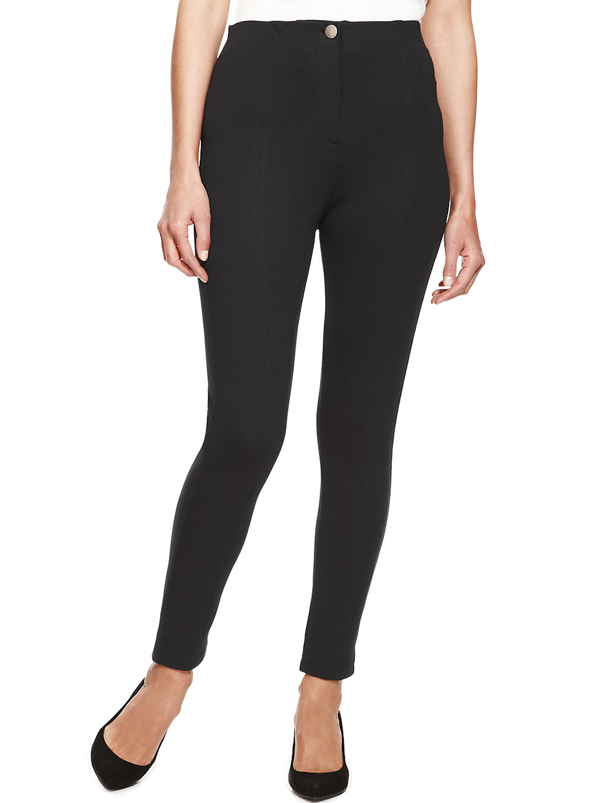 Marks and Spencer - - M&5 BLACK High Waisted Seam Leggings - Size 8 to 14