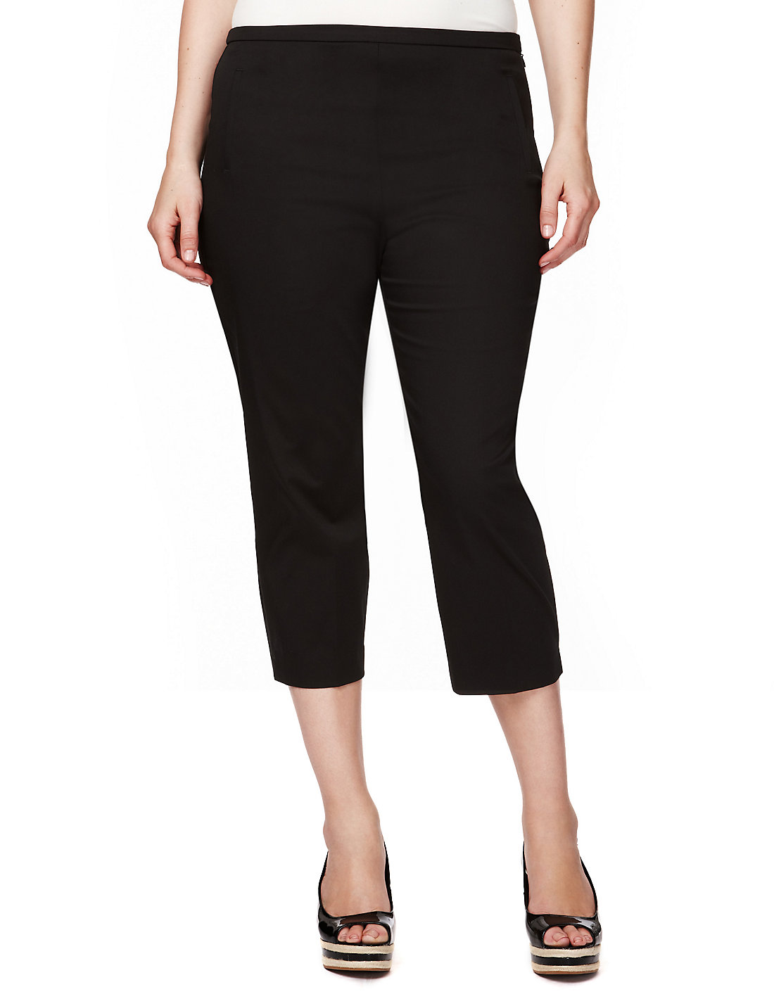 Marks and Spencer - - M&5 BLACK Cotton Rich Stretch Cropped Trousers ...
