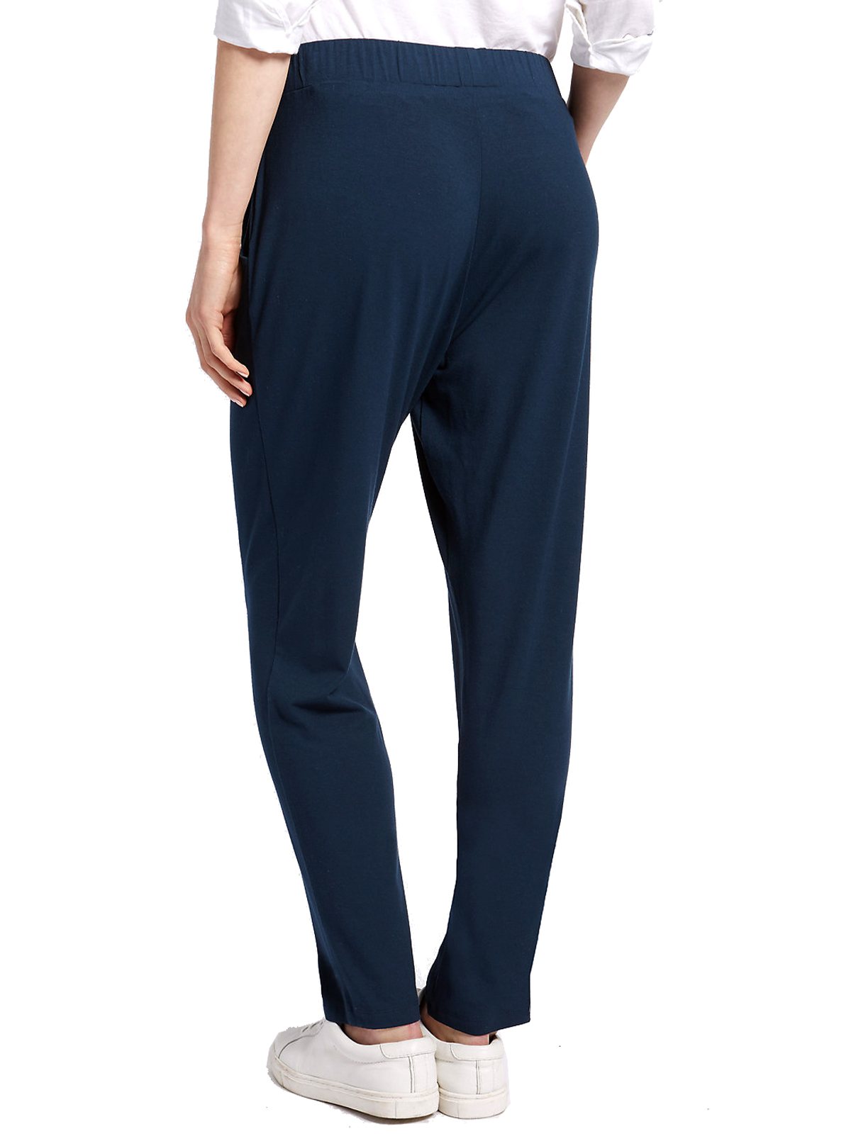 Marks and Spencer - - M&5 NAVY Pull On Tapered Leg Trousers - Plus Size ...