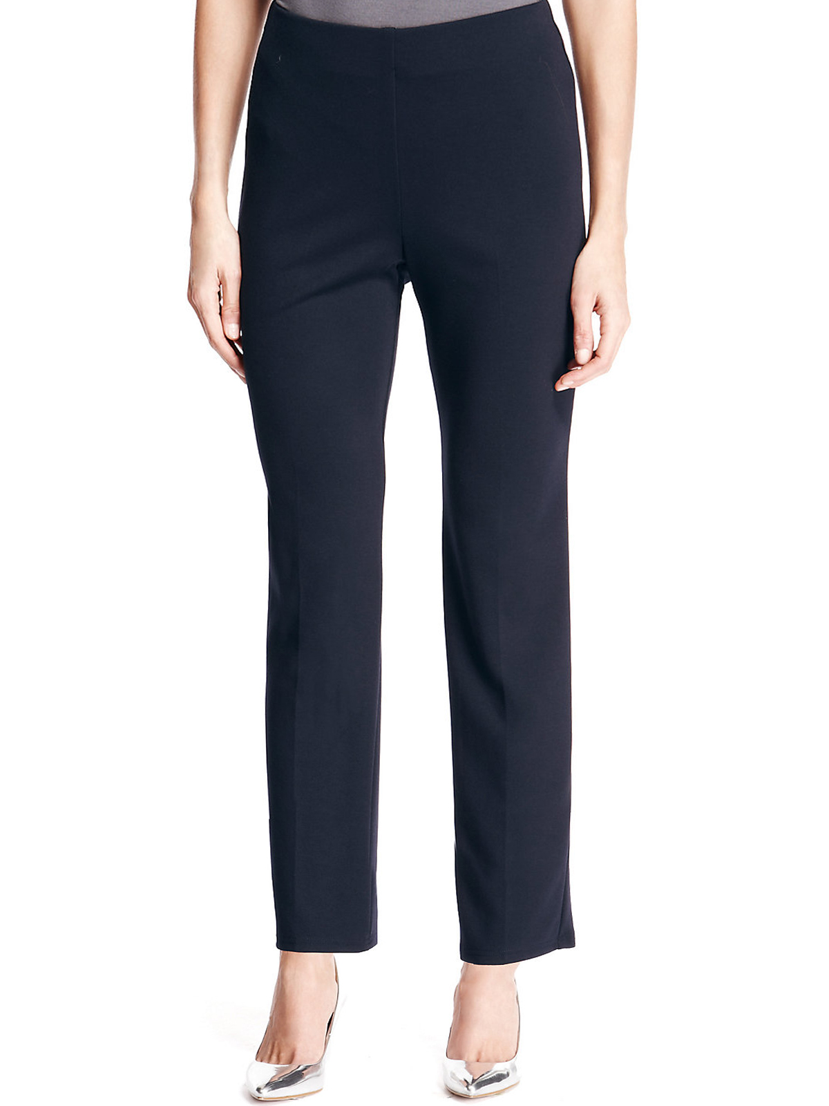 Marks and Spencer - - M&5 NAVY Slim Leg Pull On Ponte Trousers - Size 8 ...