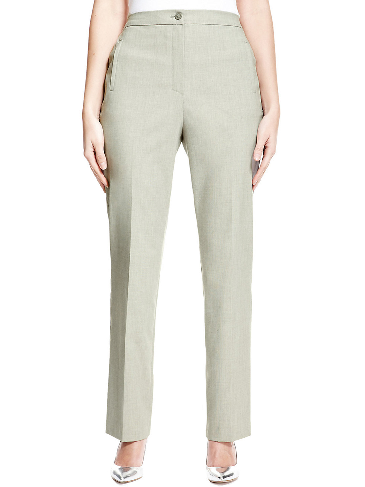 Marks and Spencer - - M&5 LIGHT-GREY Slim Leg Zipped Trousers - Size 20 ...