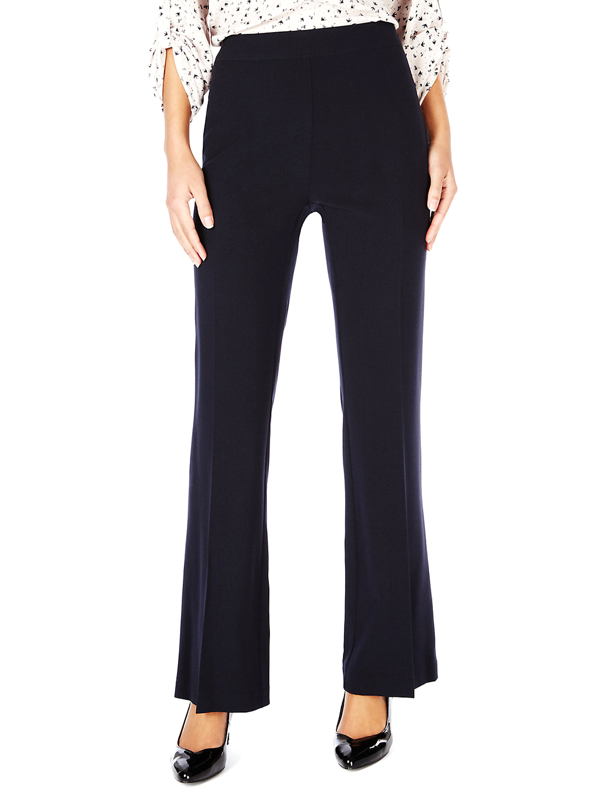 Marks and Spencer - - M&5 NAVY Flat Front Side Zip Flare Bootleg ...