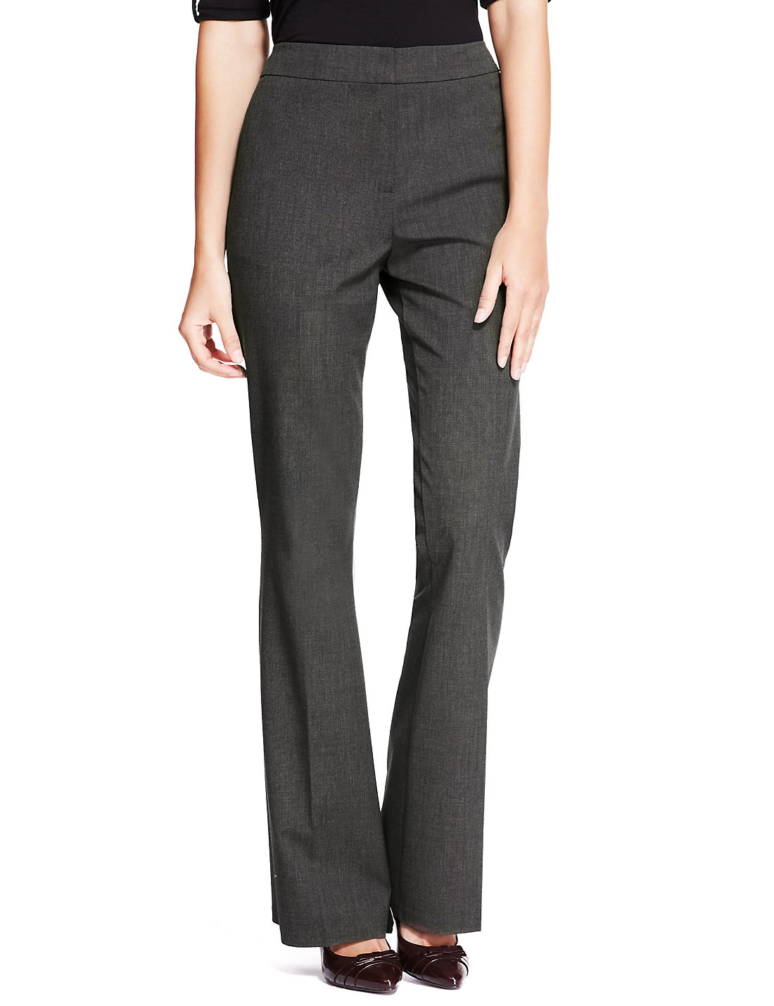 Marks and Spencer - - M&5 CHARCOAL 2-Way Stretch Bootleg Trousers ...