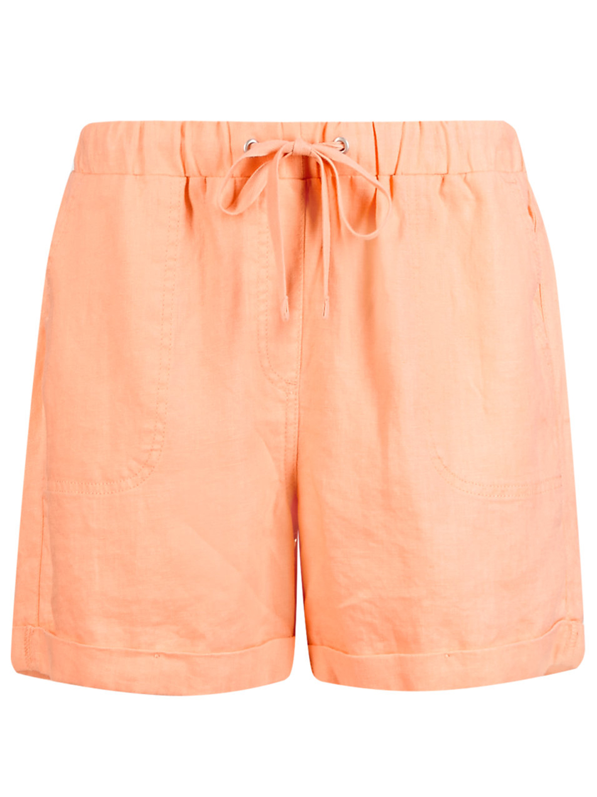 Marks and Spencer - - M&5 BURNT-ORANGE Pure Linen Drawstring Shorts ...