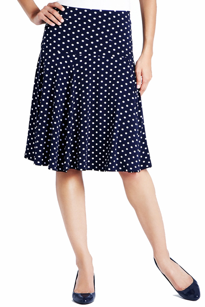 Marks and Spencer - - M&5 NAVY Spot Print Panelled Skirt - Size 8 to 24
