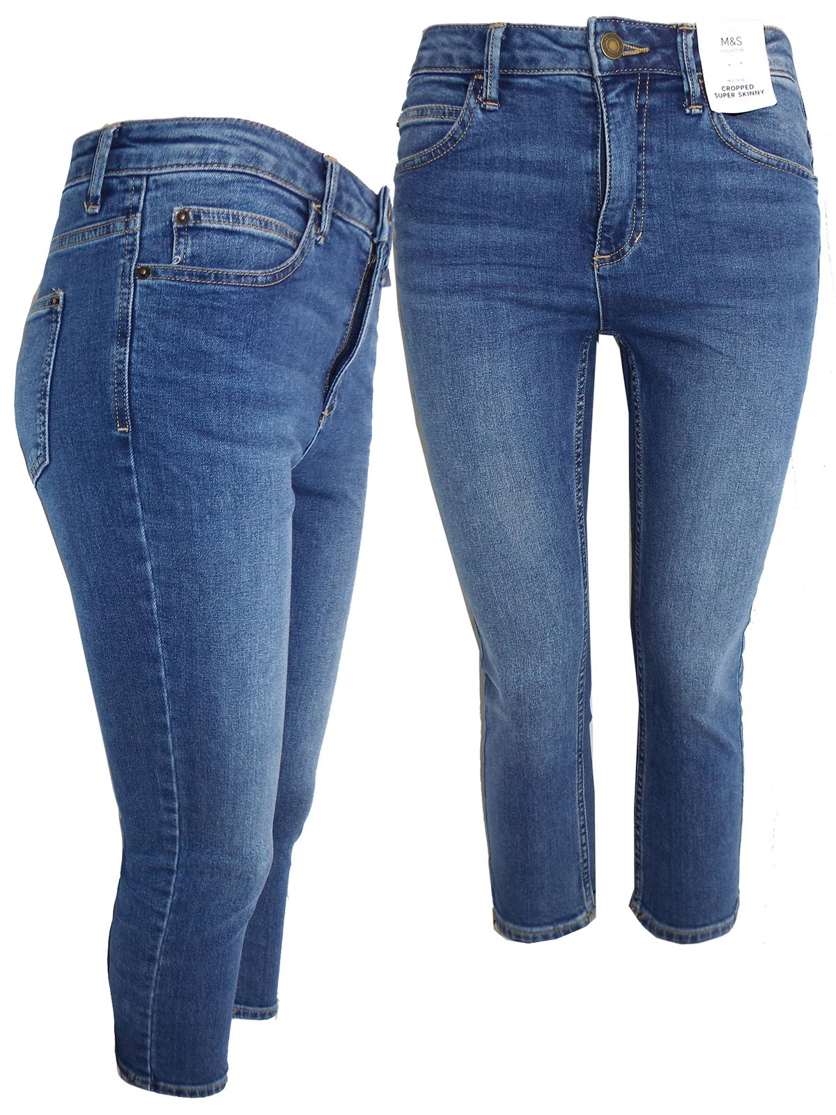 Marks and Spencer M&5 Bright INDIGO Mid Rise Cropped Super Skinny