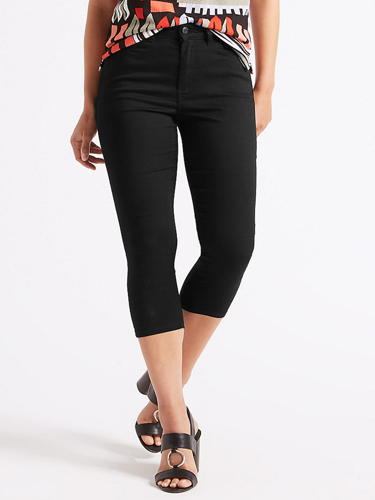 Marks and Spencer - - M&5 BLACK Super Skinny Cropped Denim Jeans - Plus ...