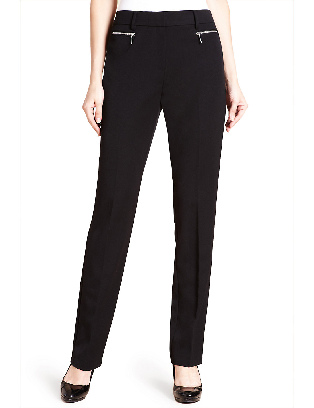 Marks and Spencer - - M&5 BLACK Slim Leg Zip Pocket Trousers - Size 8 to 18