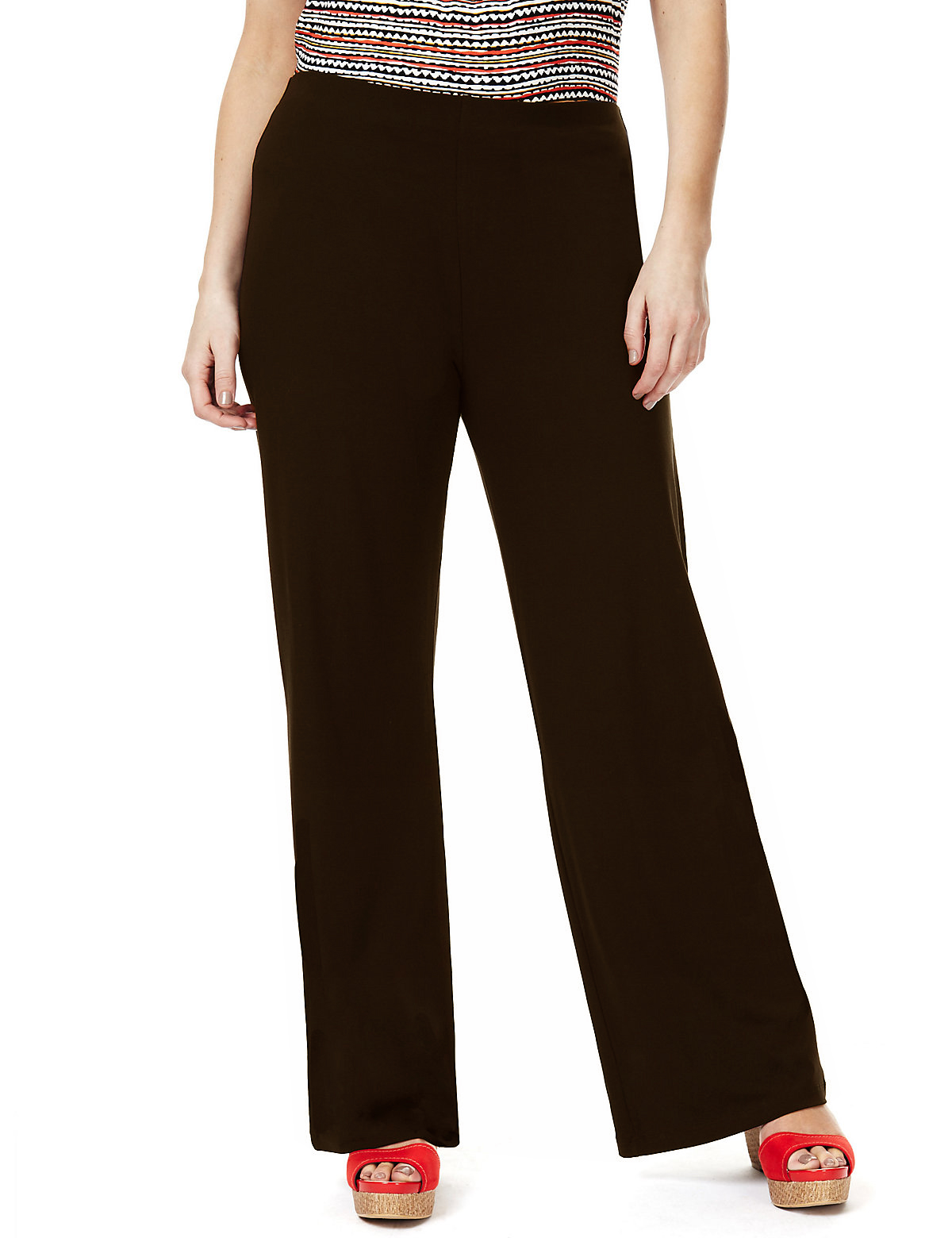 Marks and Spencer M&5 CHOCOLATE Wide Leg Double Crepe Stretch