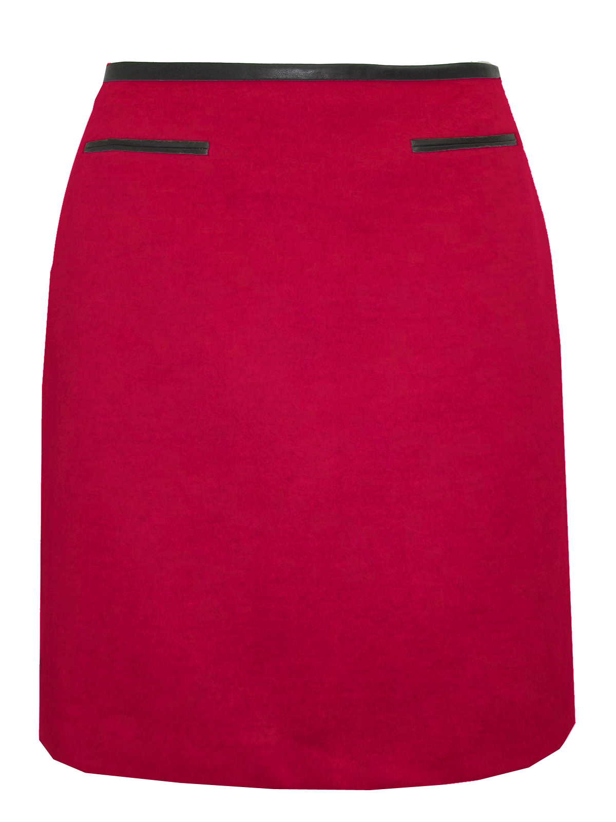 Marks and Spencer - - M&5 RED Faux Leather Trim Mini Skirt w/Wool ...