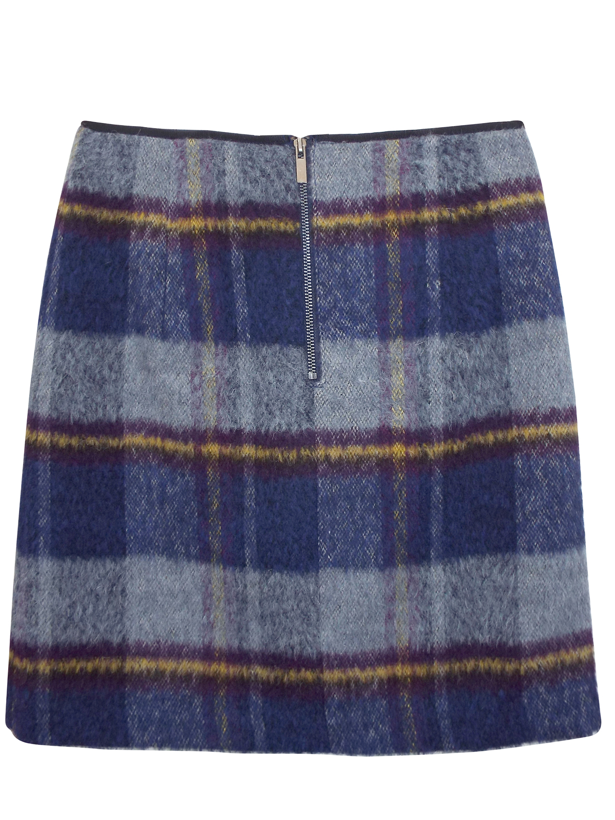 Marks and Spencer - - M&5 BLUE Checked Mini Skirt with Wool - Size 8 to 16
