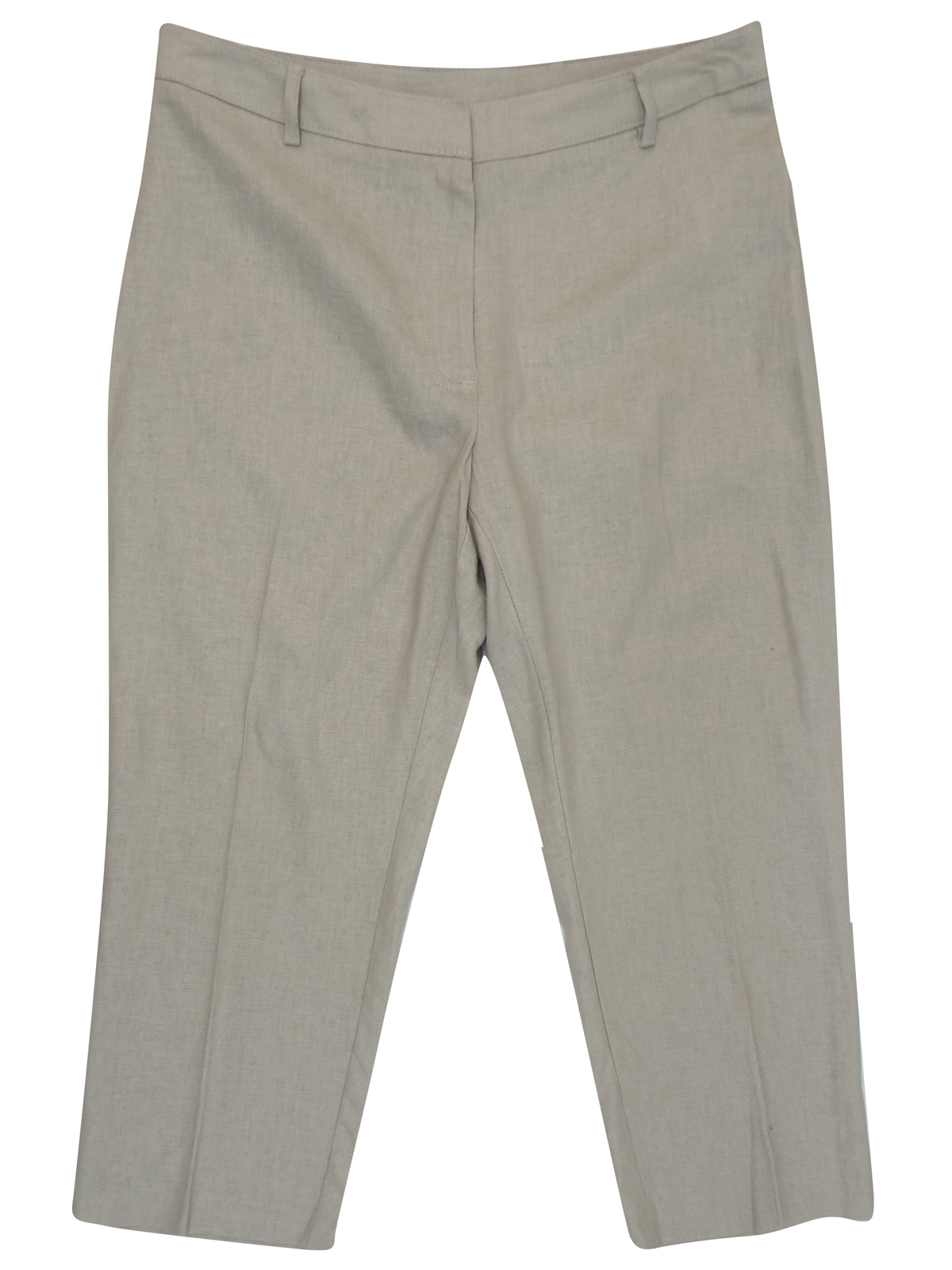 Marks and Spencer - - M&5 STONE Linen Blend Cropped Trousers - Size 12 ...