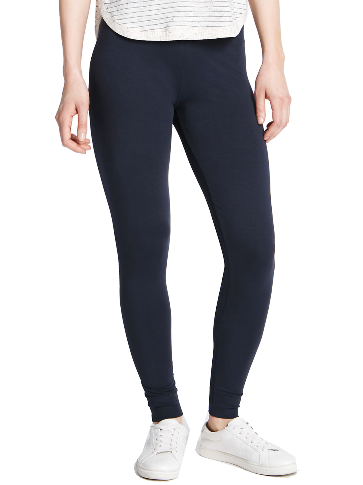 Marks and Spencer M&5 NAVY Cotton Rich Full Length Leggings Plus