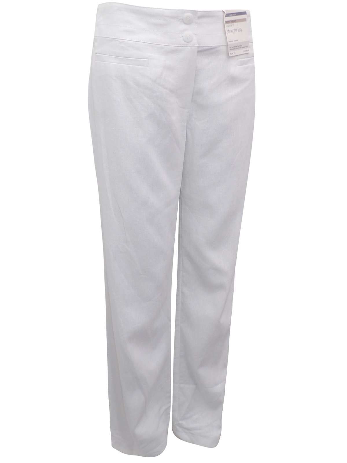 Marks and Spencer - - M&5 WHITE Linen Blend Straight Leg Trousers ...
