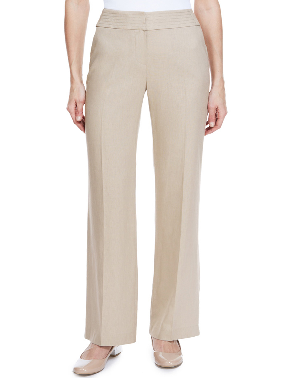 Marks and Spencer - - M&5 STONE Linen Blend Wide Waistband Trousers ...