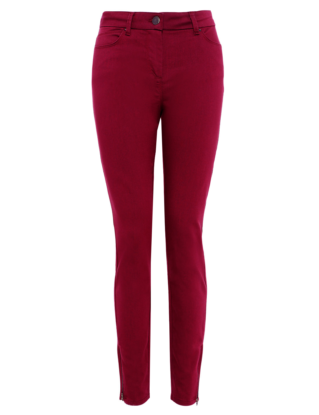 Marks and Spencer - - M&5 CRANBERRY Ankle Zipped Denim Jeggings - Size 12