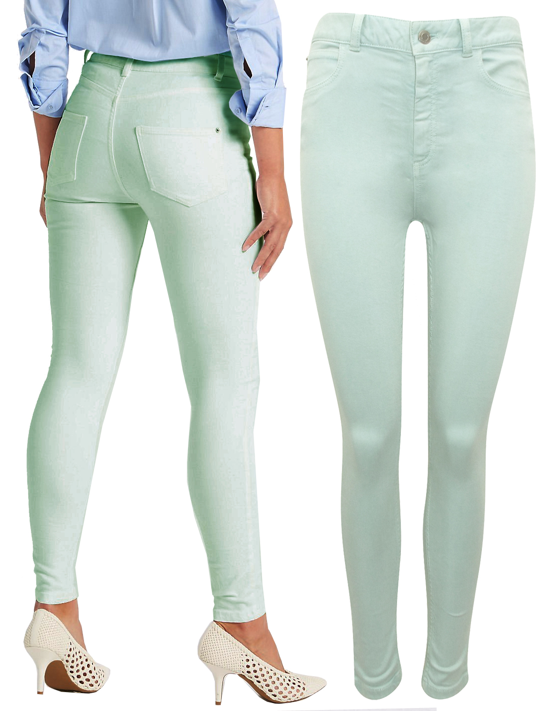 Marks and Spencer M&5 SPEARMINT Mid Rise Super Skinny Jeans Size 12